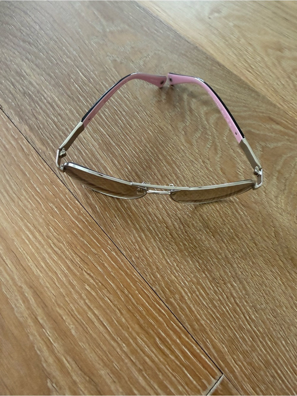 Coach Rimless Sunglasses with Pink Temples and Silver Frame